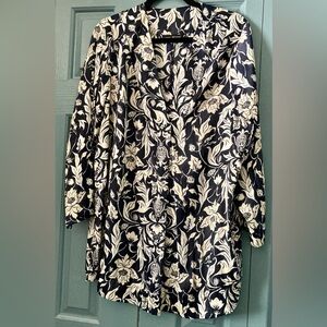 Lane Bryant Blue and White Floral Tunic Blouse